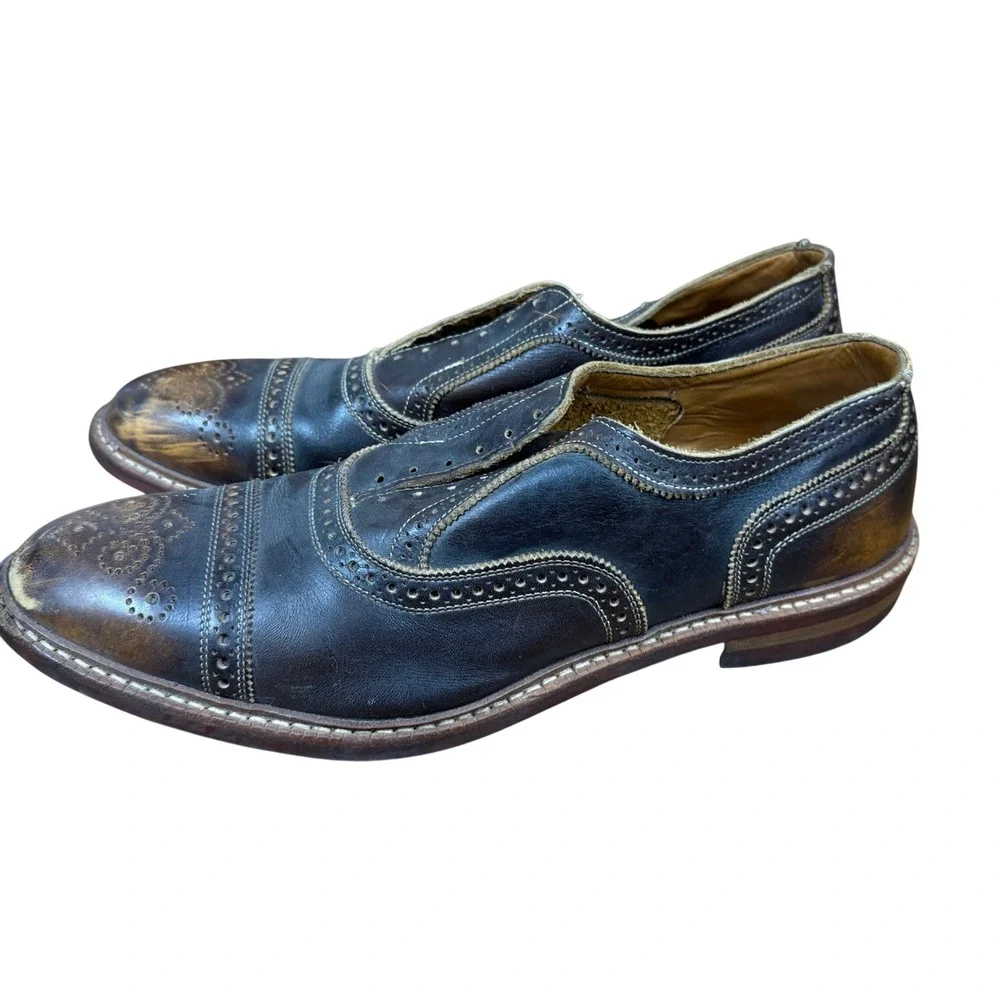 Allen Edmonds Strandmok Oxford Mens 9.5 D Brown Leather Brogue Cap Toe 4027
